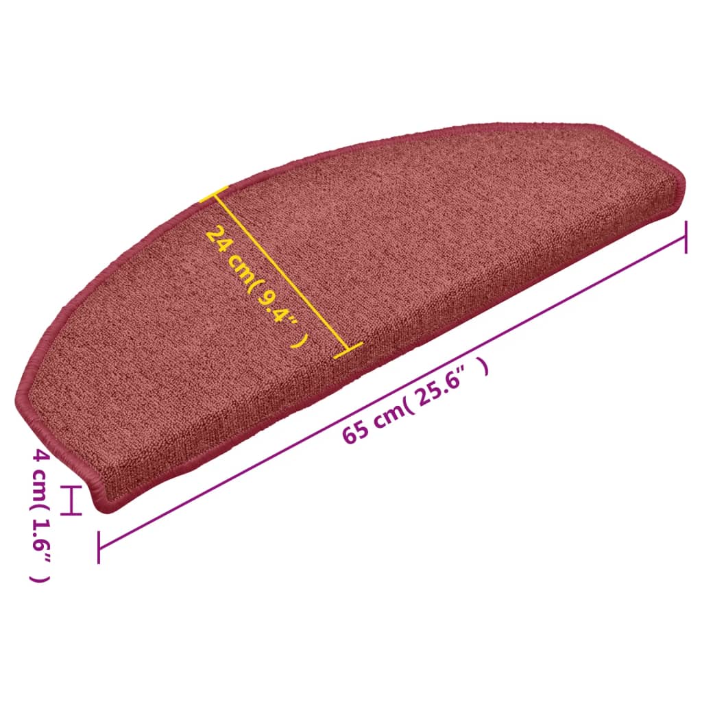 Trapmatten 15 st 65x24x4 cm Bordeaux Halfrond Groot is nu te koop bij PeponiXL, paradijselijk wonen!