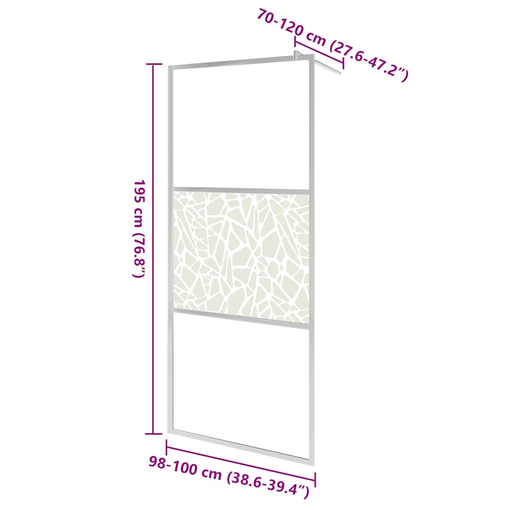 Inloopdouchewand met stenenmotief 100x195 cm ESG-glas is nu te koop bij PeponiXL, paradijselijk wonen!