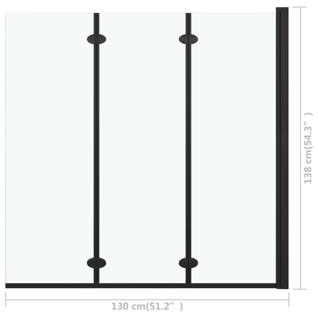 Douchewand inklapbaar 3 panelen 130x138 cm ESG zwart is nu te koop bij PeponiXL, paradijselijk wonen!