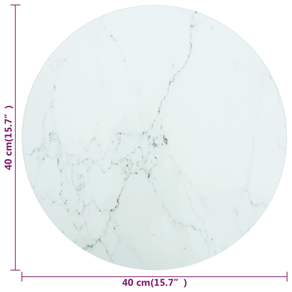 Tafelblad Ø40x0,8 cm gehard glas met marmeren design wit is nu te koop bij PeponiXL, paradijselijk wonen!