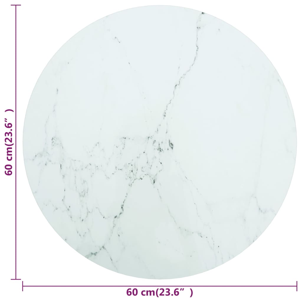 Tafelblad Ø60x0,8 cm gehard glas met marmeren design wit is nu te koop bij PeponiXL, paradijselijk wonen!