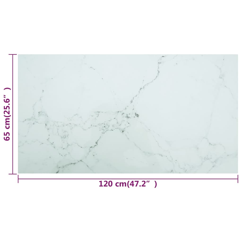 Tafelblad 120x65 cm 8 mm gehard glas met marmeren design wit is nu te koop bij PeponiXL, paradijselijk wonen!