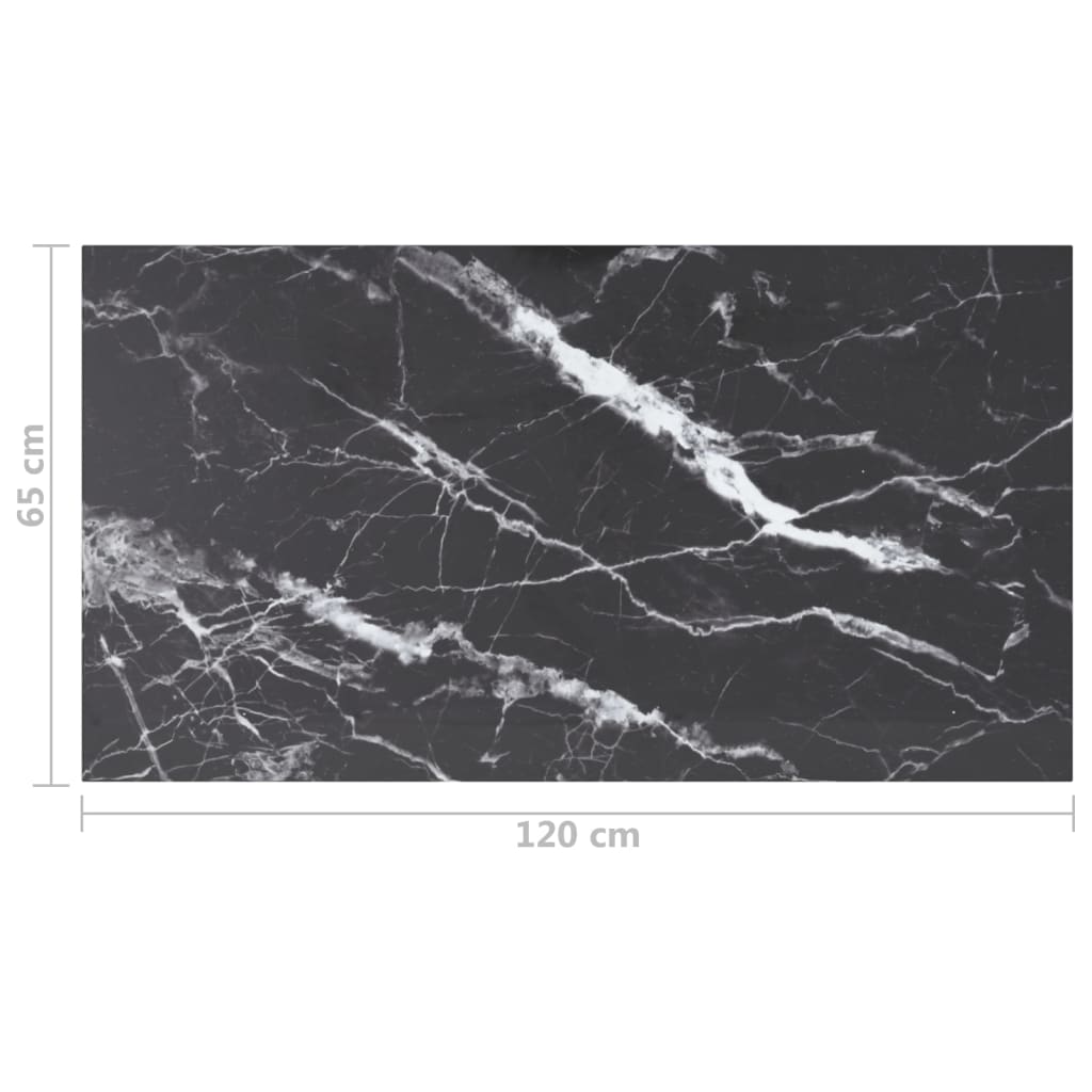 Tafelblad 120x65 cm 8 mm gehard glas met marmeren design zwart is nu te koop bij PeponiXL, paradijselijk wonen!