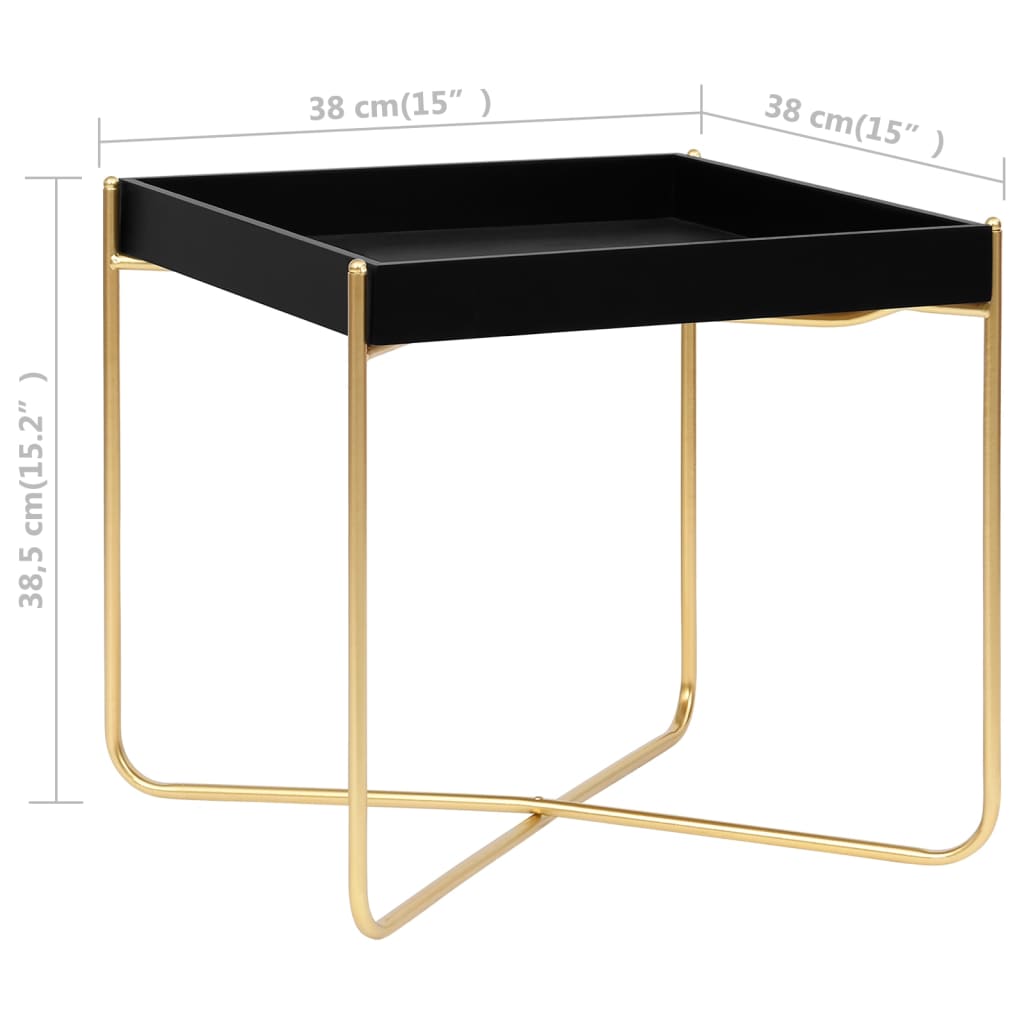 Bijzettafel 38x38x38,5 cm MDF zwart en goudkleurig is nu te koop bij PeponiXL, paradijselijk wonen!