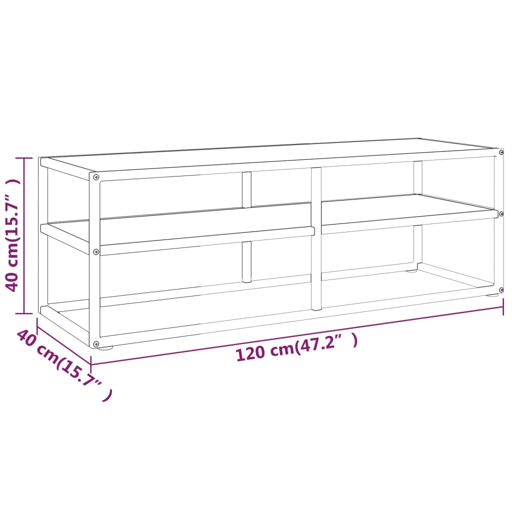 Tv-meubel met wit marmerglas 120x40x40 cm zwart is nu te koop bij PeponiXL, paradijselijk wonen!