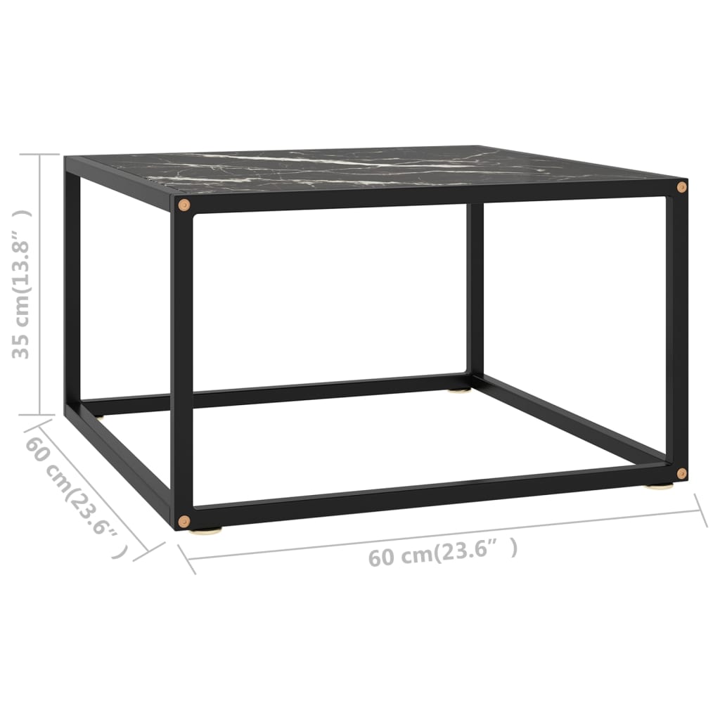 Salontafel met zwart marmerglas 60x60x35 cm zwart is nu te koop bij PeponiXL, paradijselijk wonen!