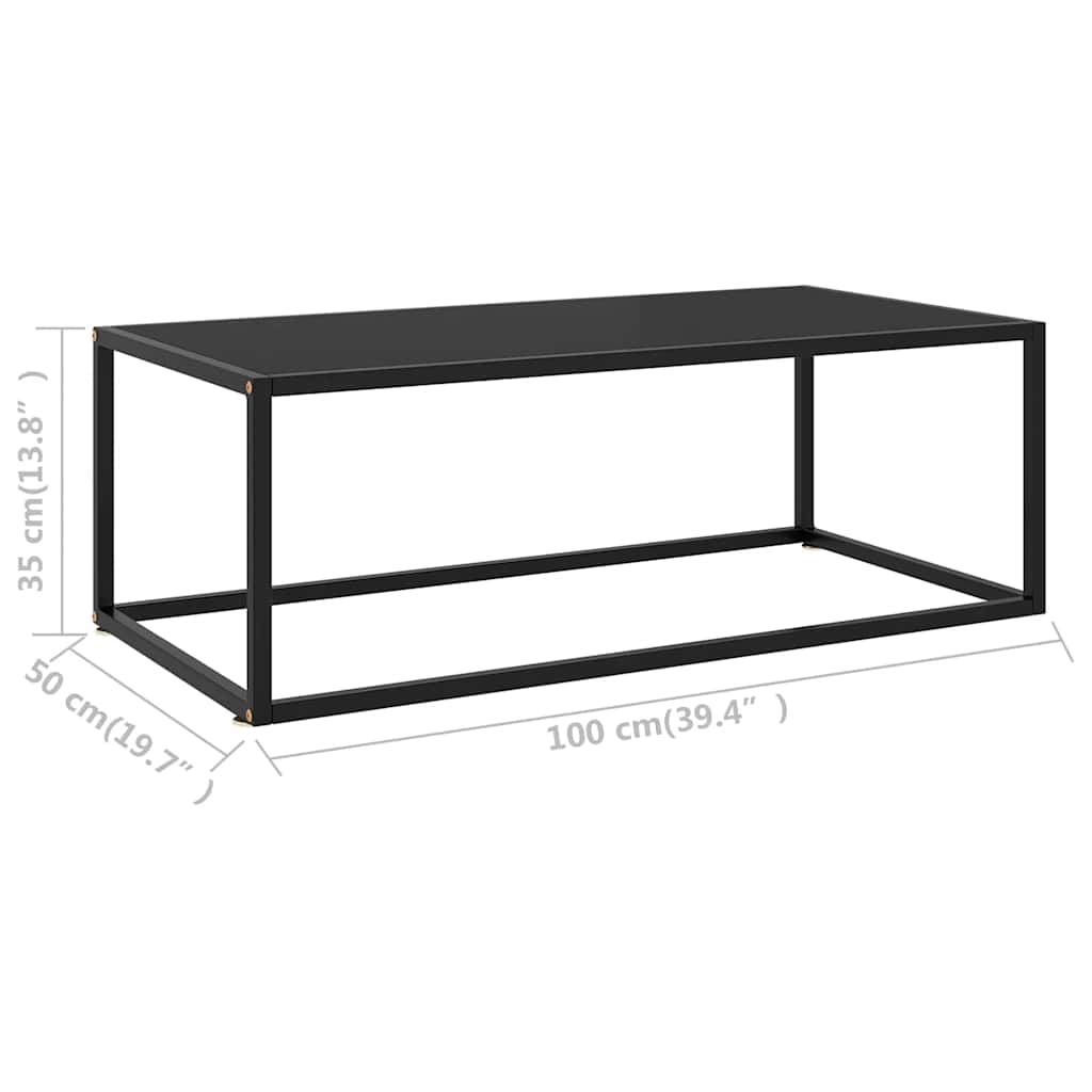 Salontafel met zwart glas 100x50x35 cm zwart is nu te koop bij PeponiXL, paradijselijk wonen!