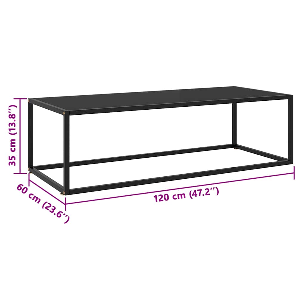 Salontafel met zwart glas 120x50x35 cm zwart is nu te koop bij PeponiXL, paradijselijk wonen!