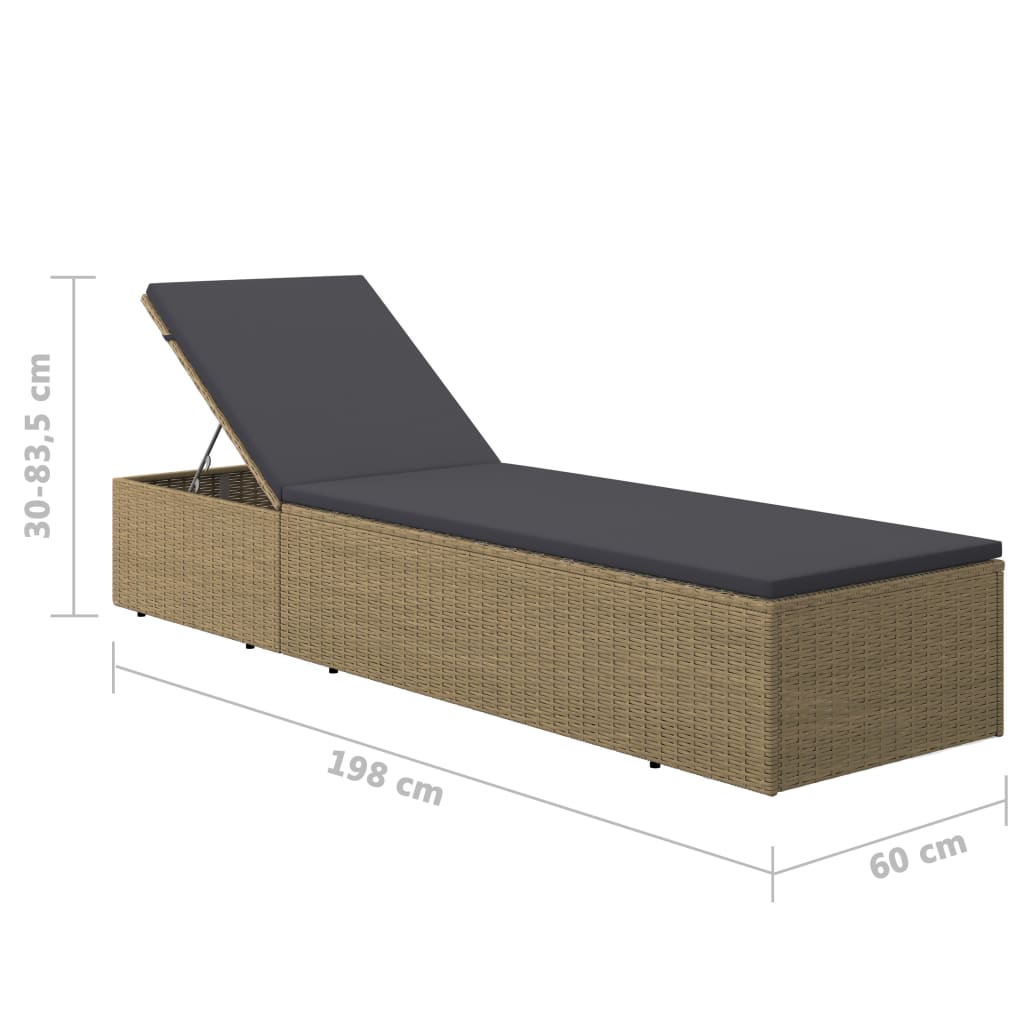 Ligbed poly rattan bruin en donkergrijs is nu te koop bij PeponiXL, paradijselijk wonen!