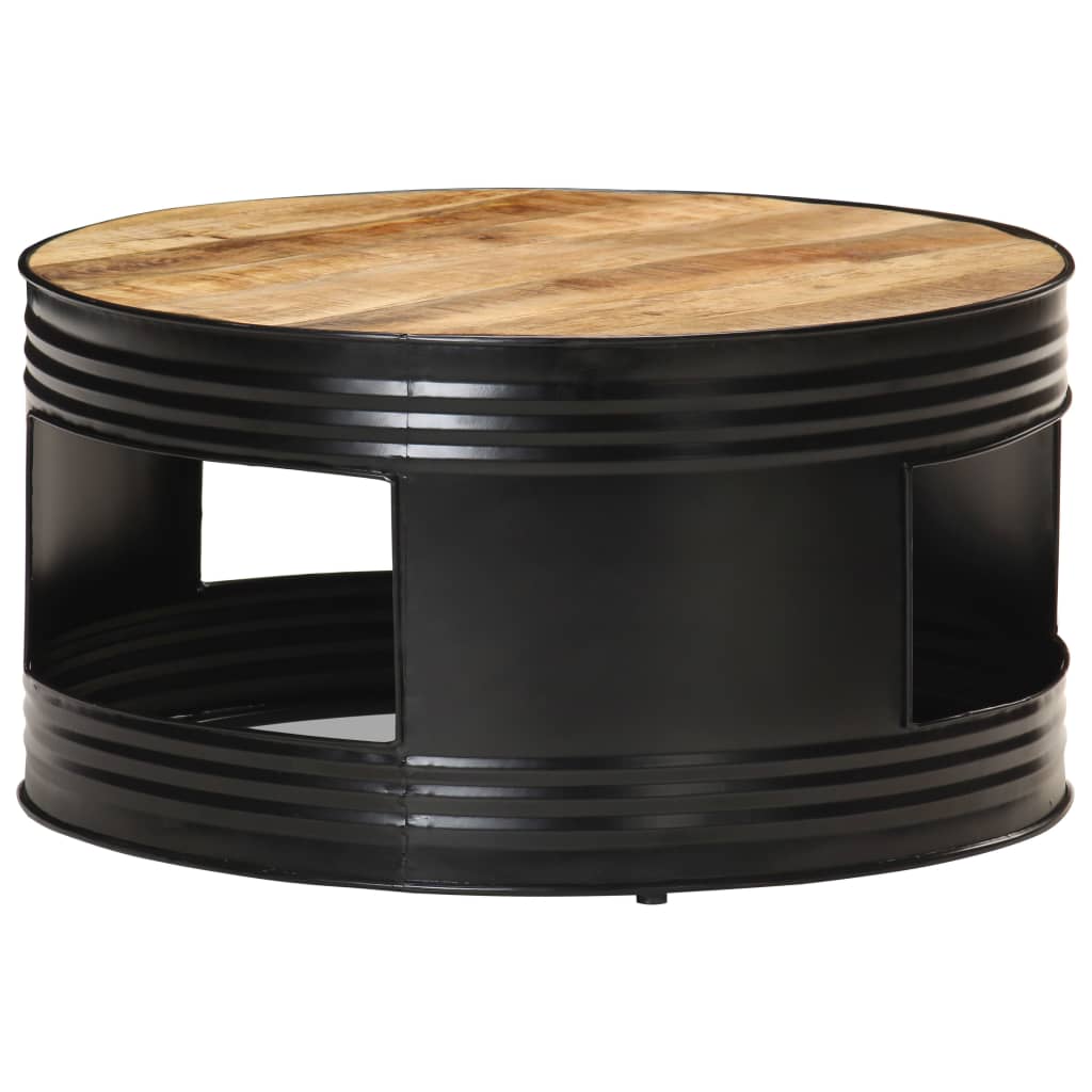Salontafel 68x68x36 cm massief ruw mangohout zwart is nu te koop bij PeponiXL, paradijselijk wonen!