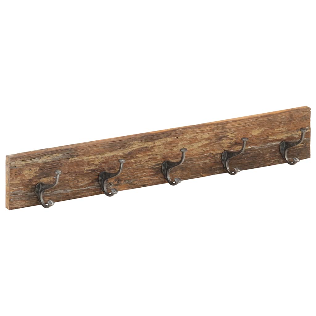 Wandkapstok met 5 haken 100x2,5x15 cm massief gerecycled hout is nu te koop bij PeponiXL, paradijselijk wonen!
