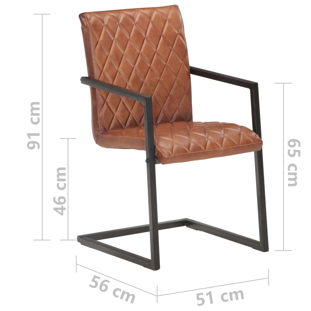Eetkamerstoelen 2 st echt leer bruin is nu te koop bij PeponiXL, paradijselijk wonen!