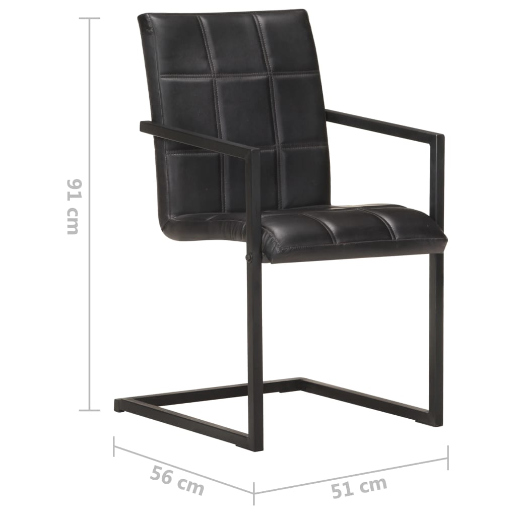 Eetkamerstoelen 2 st echt leer zwart is nu te koop bij PeponiXL, paradijselijk wonen!