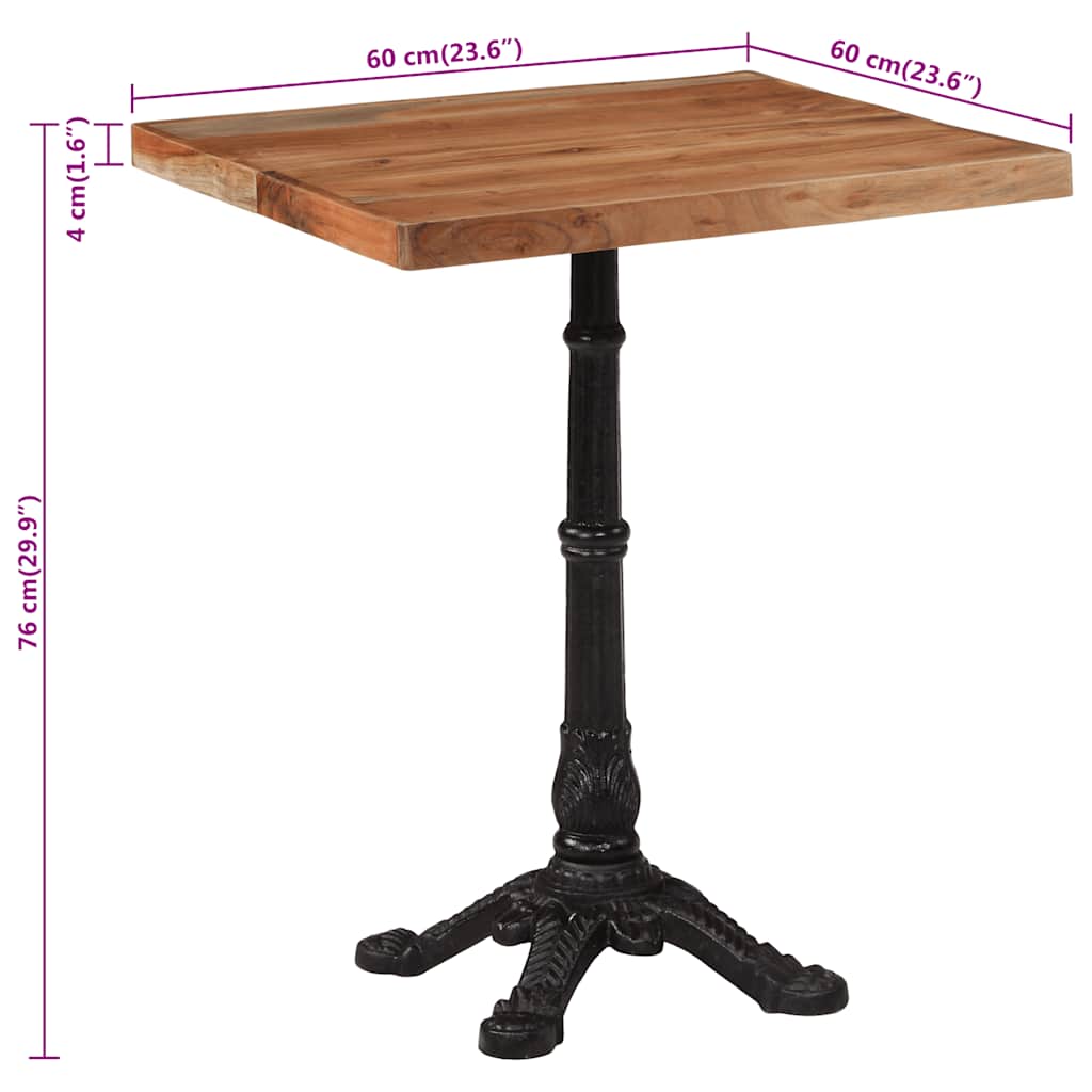Bistrotafel 60x60x76 cm massief acaciahout is nu te koop bij PeponiXL, paradijselijk wonen!
