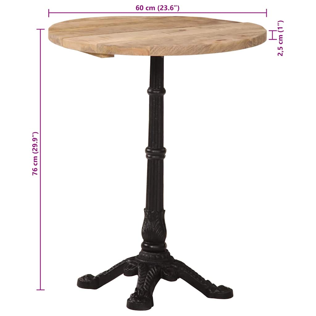 Bistrotafel Ø 60x76 cm ruw mangohout is nu te koop bij PeponiXL, paradijselijk wonen!