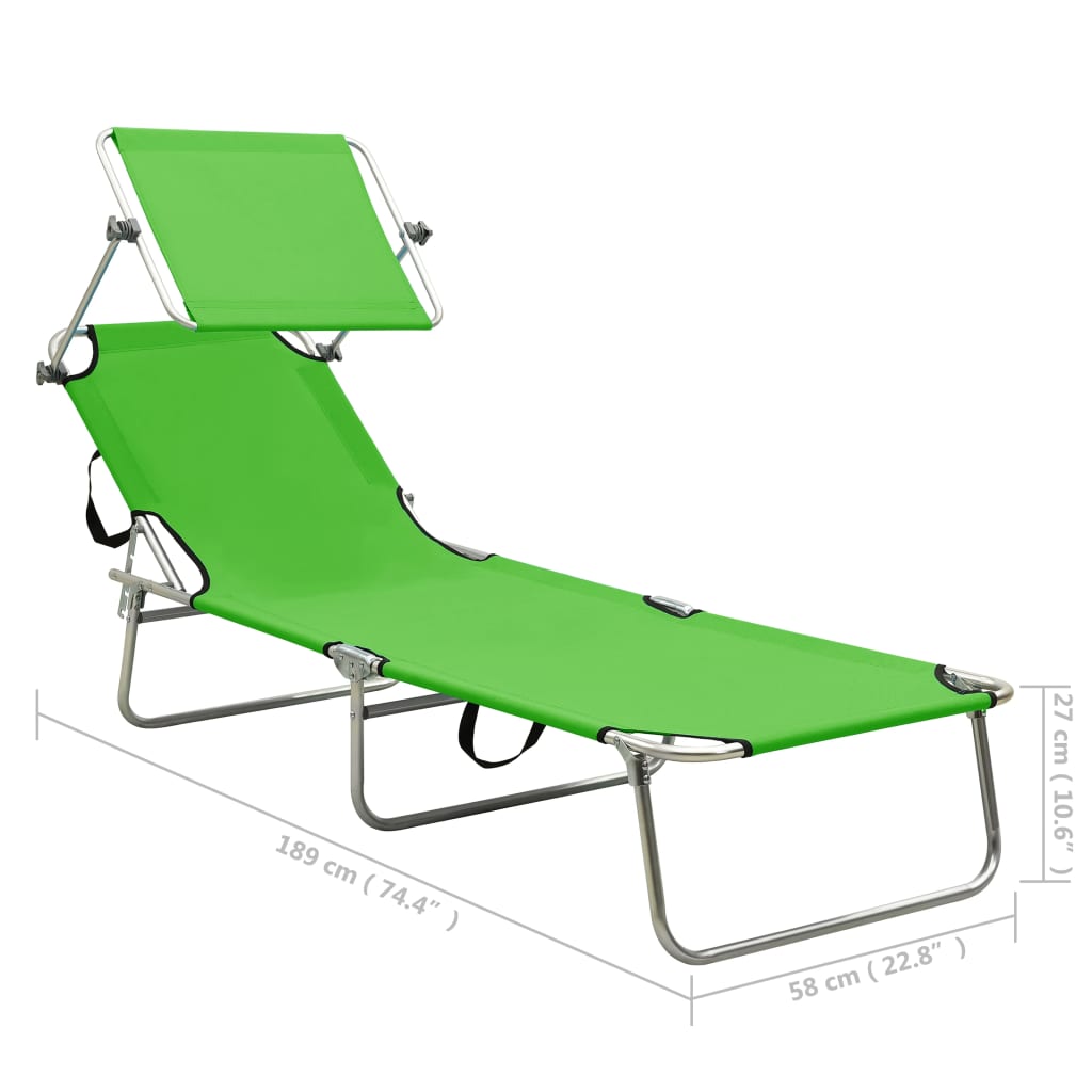Ligbed met luifel inklapbaar staal appeltjesgroen is nu te koop bij PeponiXL, paradijselijk wonen!