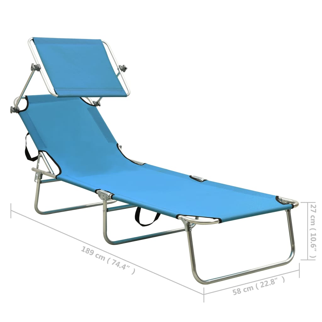 Ligbed met luifel inklapbaar staal turquoise en blauw is nu te koop bij PeponiXL, paradijselijk wonen!