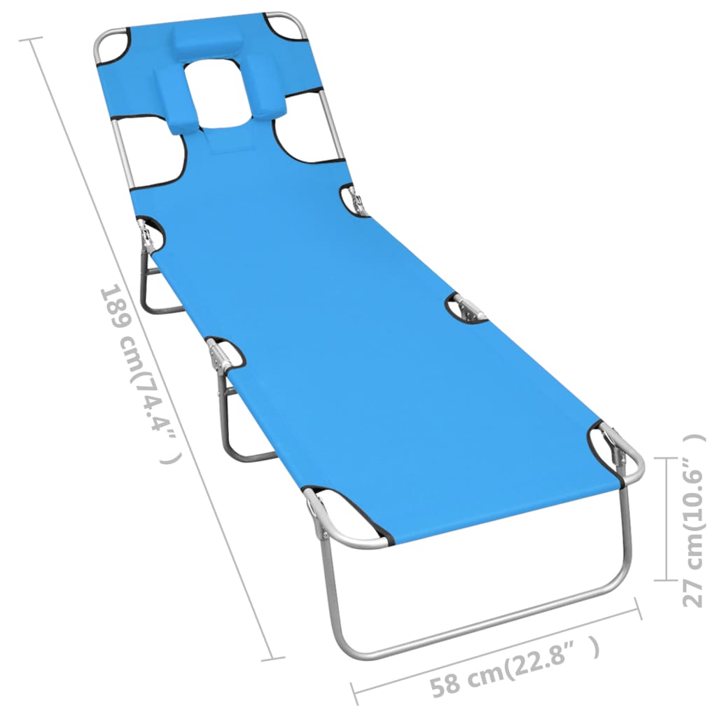Ligbed inklapbaar met hoofdkussen staal turquoiseblauw is nu te koop bij PeponiXL, paradijselijk wonen!