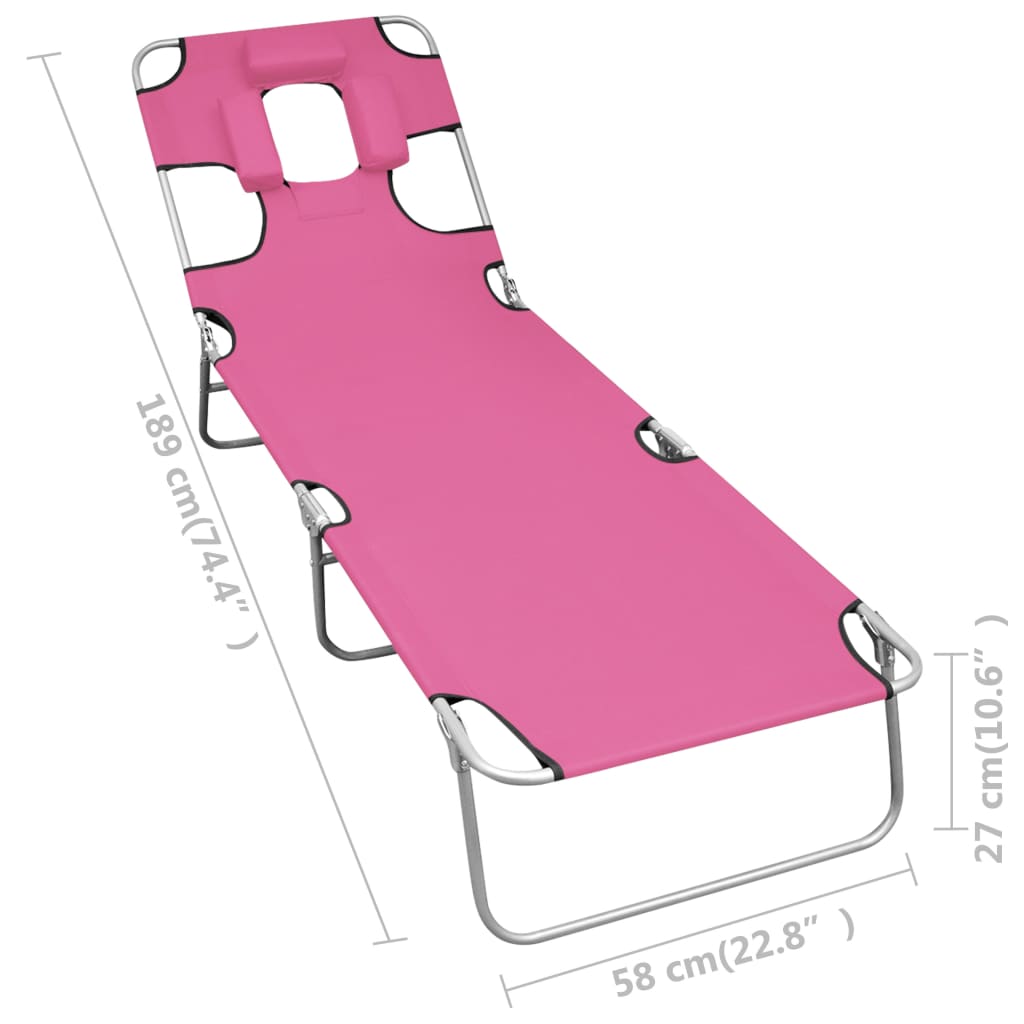 Ligbed inklapbaar met hoofdkussen staal magenta is nu te koop bij PeponiXL, paradijselijk wonen!