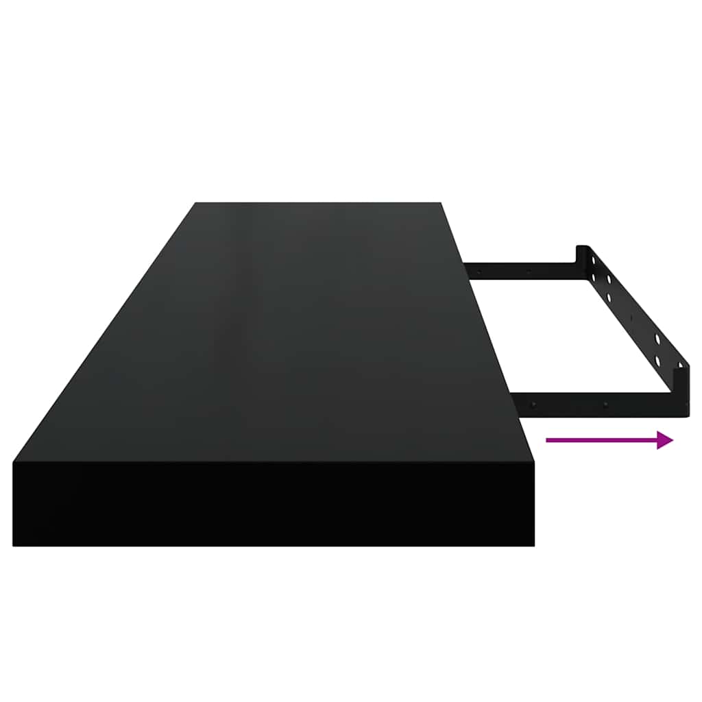 Wandschappen zwevend 4 st 90x23,5x3,8 cm MDF hoogglans zwart is nu te koop bij PeponiXL, paradijselijk wonen!