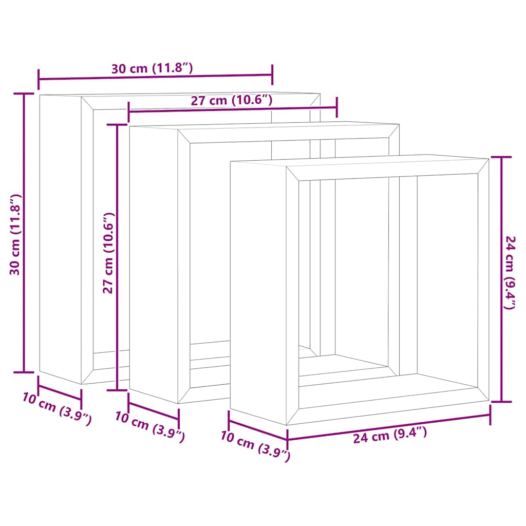 Wandschappen kubus 3 st MDF wit is nu te koop bij PeponiXL, paradijselijk wonen!