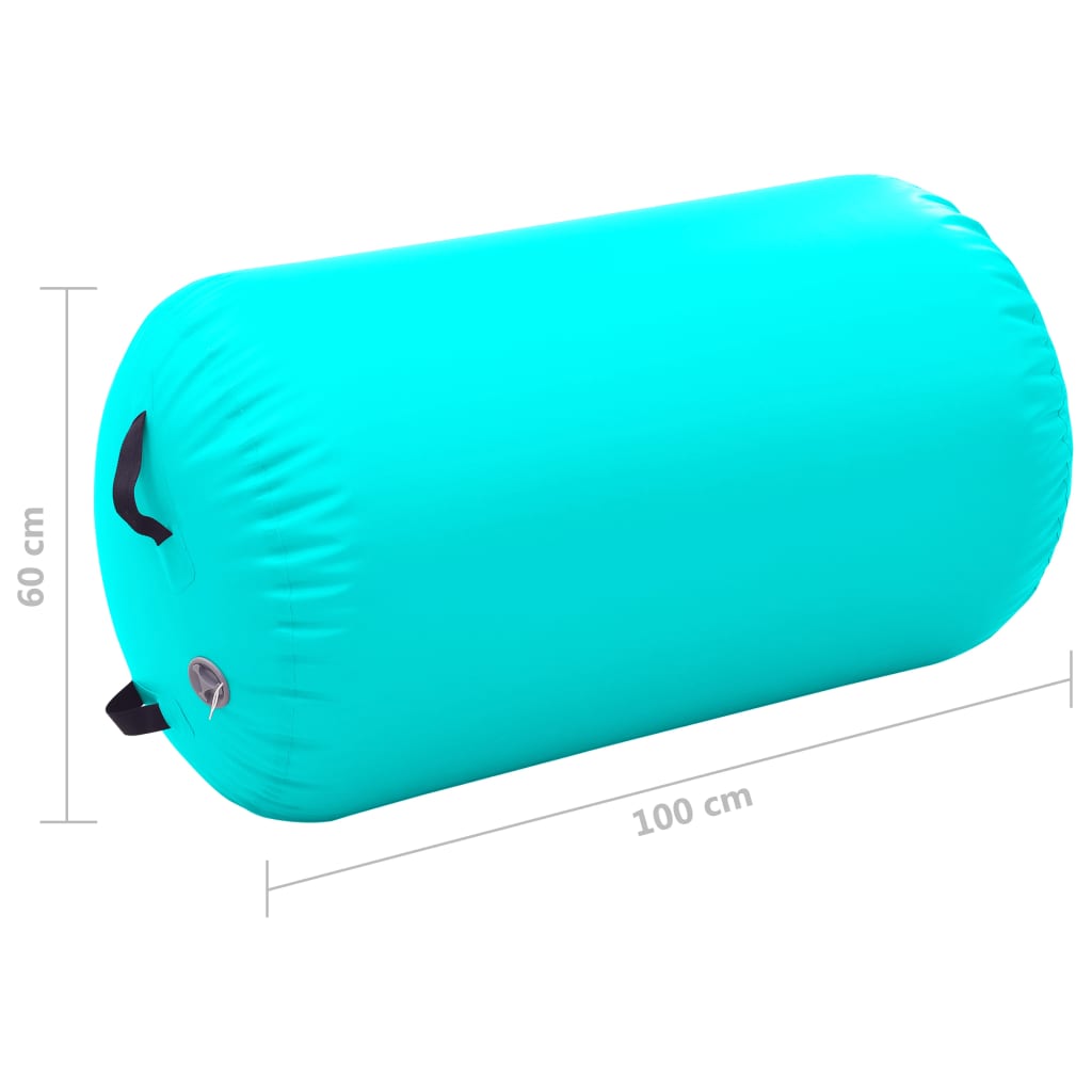 Gymnastiekrol met pomp opblaasbaar 100x60 cm PVC groen is nu te koop bij PeponiXL, paradijselijk wonen!