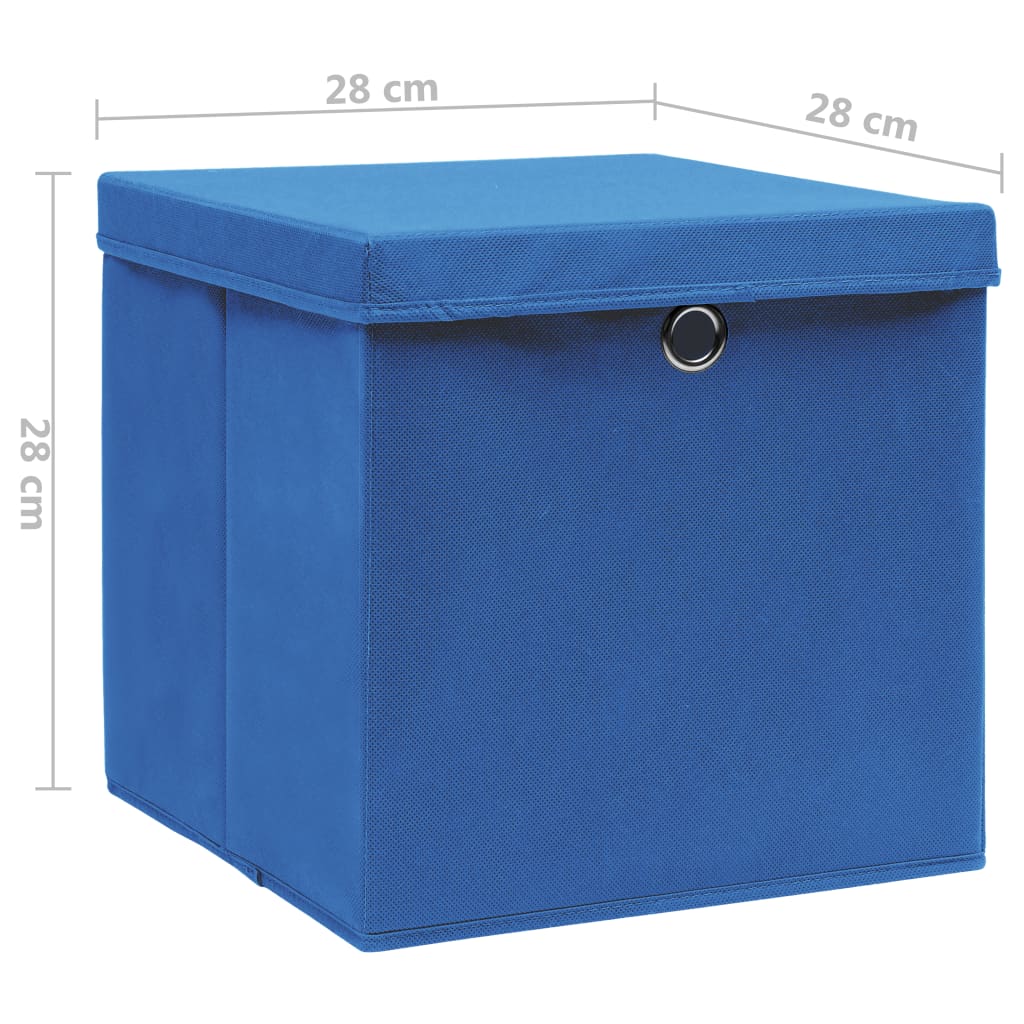 Opbergboxen met deksel 4 st 28x28x28 cm blauw is nu te koop bij PeponiXL, paradijselijk wonen!