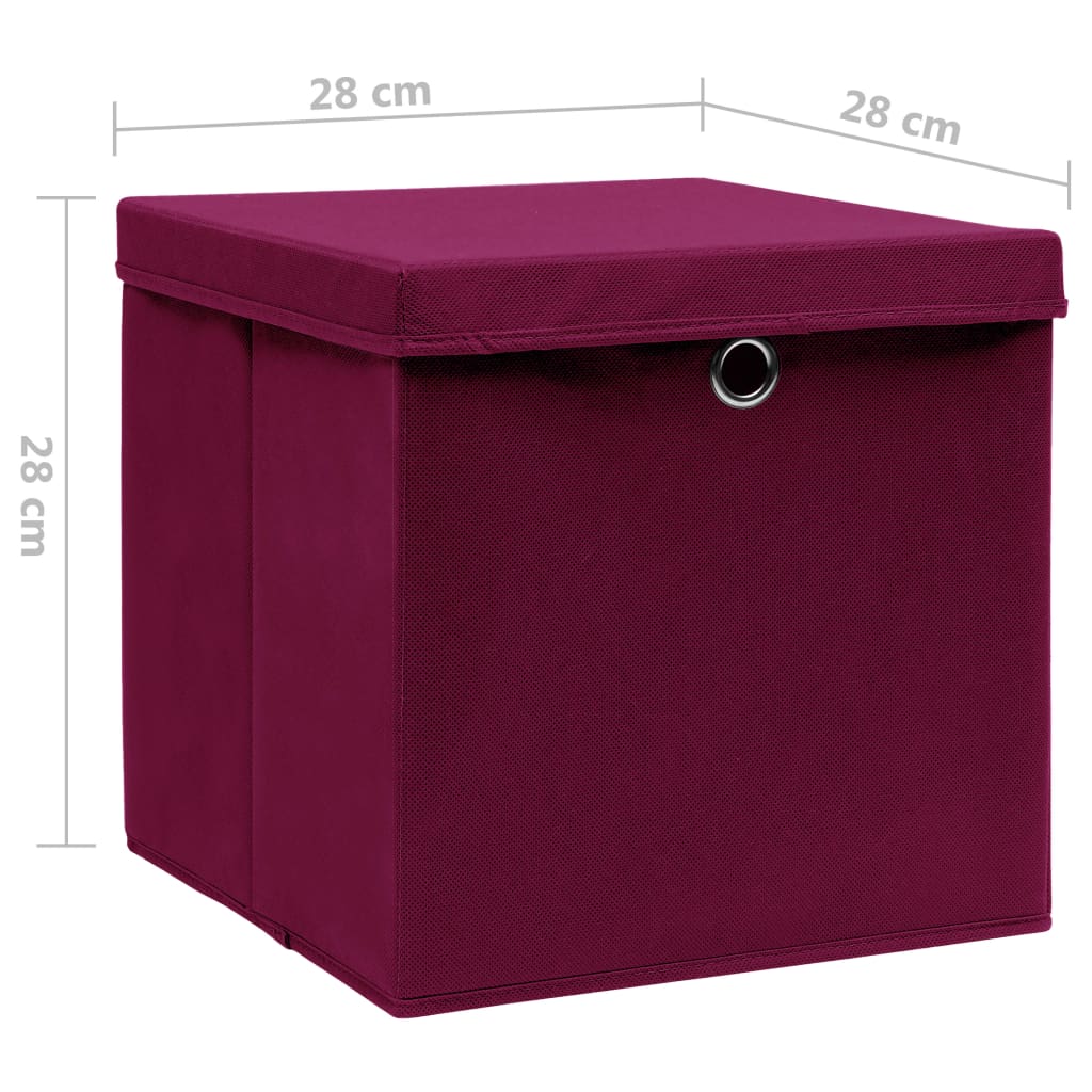 Opbergboxen met deksel 4 st 28x28x28 cm donkerrood is nu te koop bij PeponiXL, paradijselijk wonen!