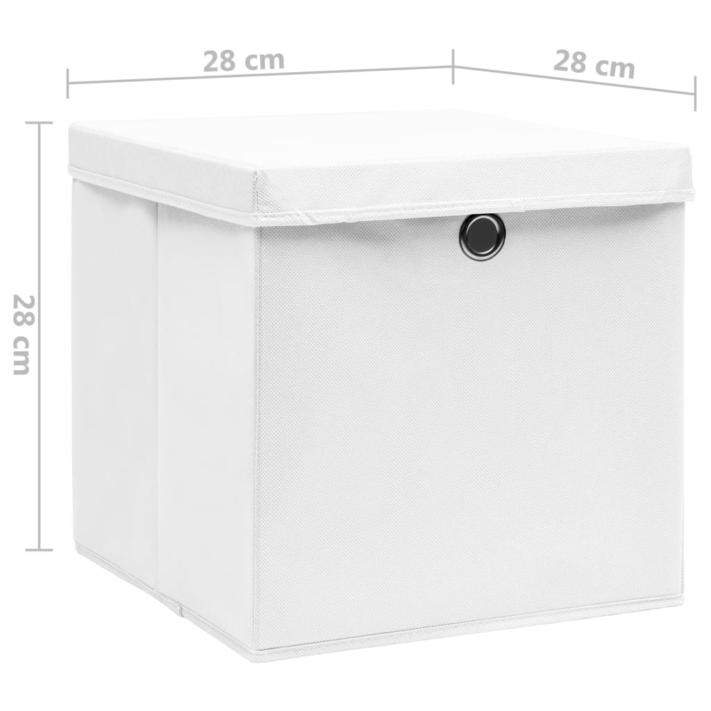 Opbergboxen met deksel 10 st 28x28x28 cm wit is nu te koop bij PeponiXL, paradijselijk wonen!