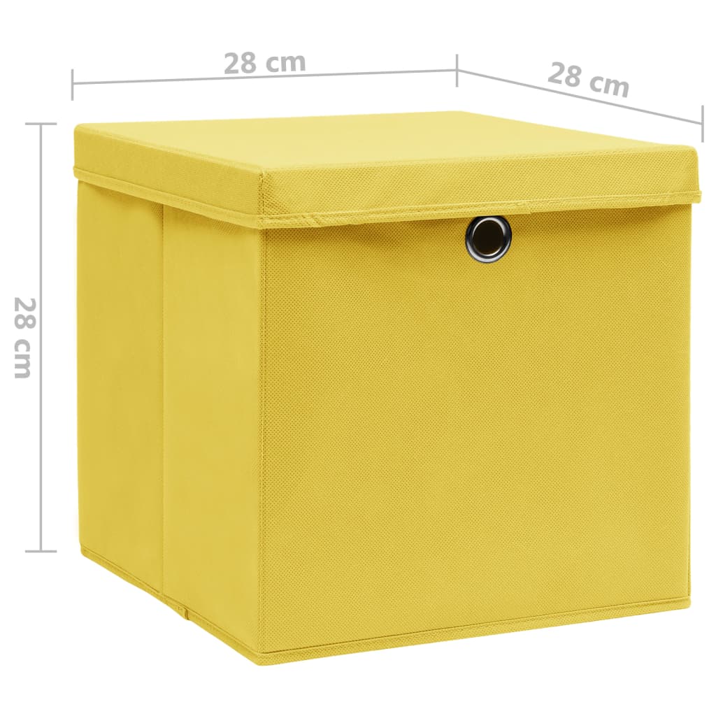 Opbergboxen met deksel 10 st 28x28x28 cm geel is nu te koop bij PeponiXL, paradijselijk wonen!