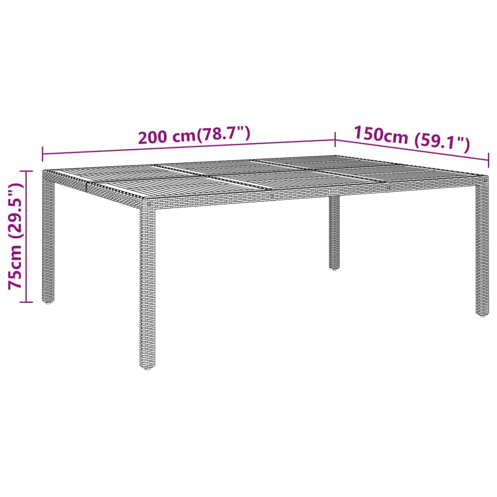 Tuintafel 200x150x75 cm acaciahout en poly rattan grijs is nu te koop bij PeponiXL, paradijselijk wonen!