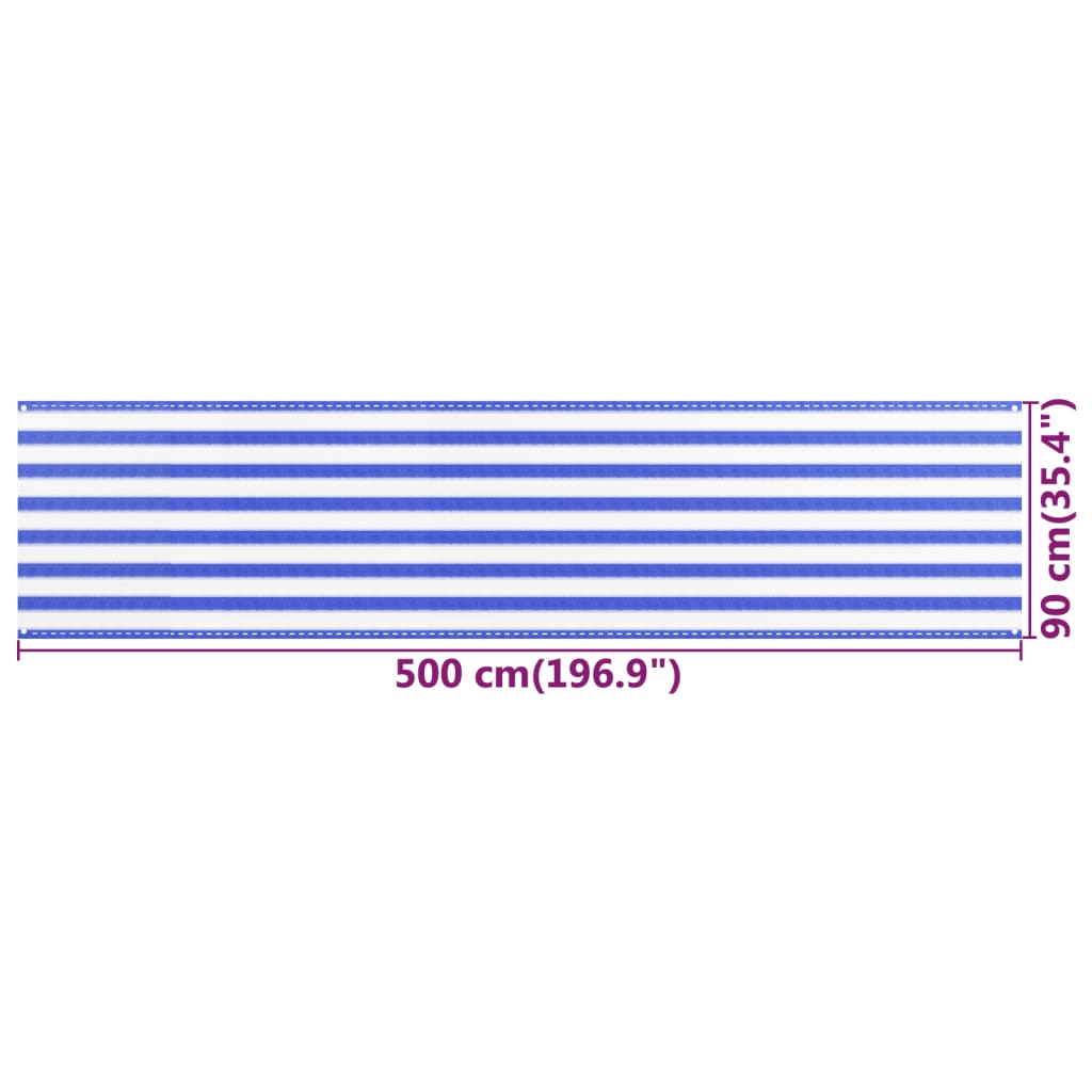 Balkonscherm 90x500 cm HDPE blauw en wit is nu te koop bij PeponiXL, paradijselijk wonen!
