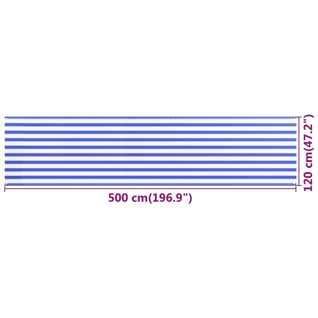 Balkonscherm 120x500 cm HDPE blauw en wit is nu te koop bij PeponiXL, paradijselijk wonen!