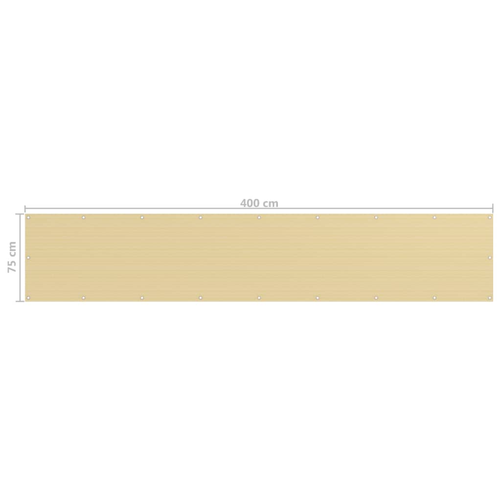 Balkonscherm 75x400 cm HDPE beige is nu te koop bij PeponiXL, paradijselijk wonen!