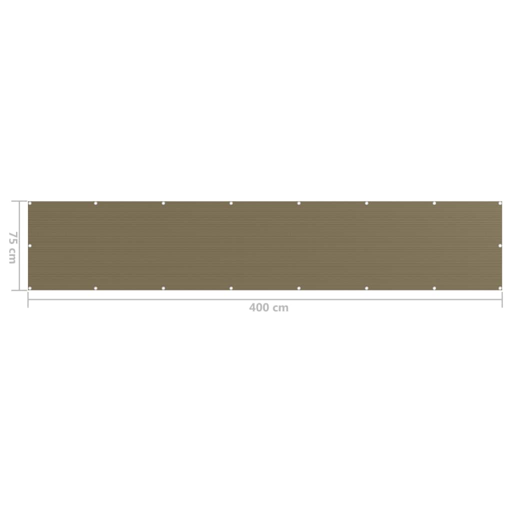 Balkonscherm 75x400 cm HDPE taupe is nu te koop bij PeponiXL, paradijselijk wonen!