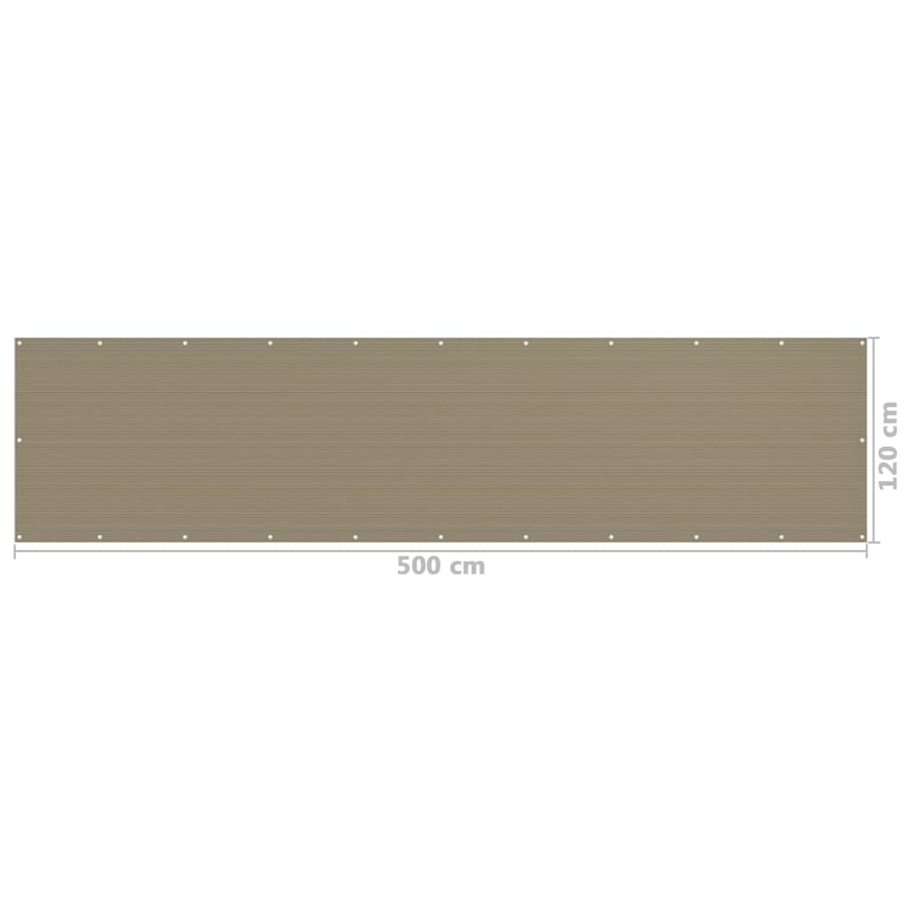 Balkonscherm 120x500 cm HDPE taupe is nu te koop bij PeponiXL, paradijselijk wonen!