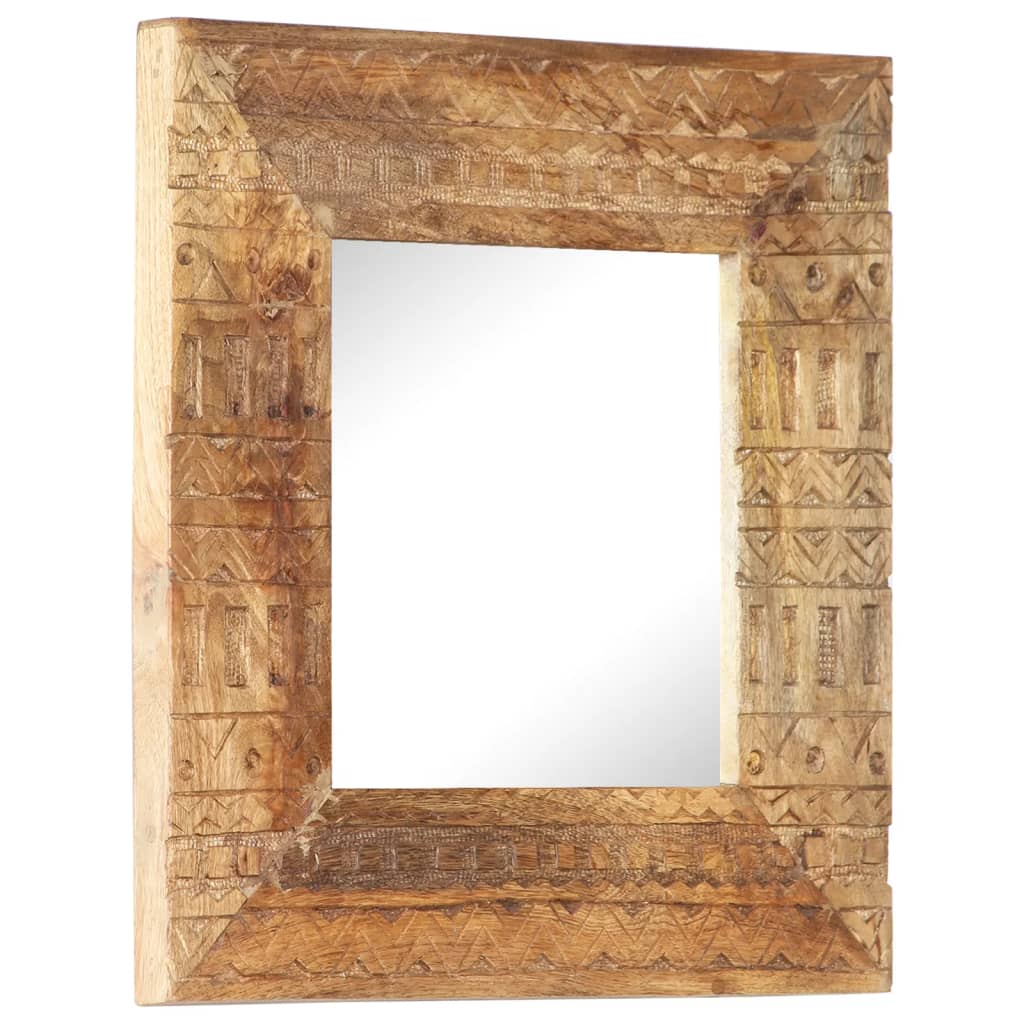 Spiegel handgesneden 50x50x2,5 cm massief mangohout is nu te koop bij PeponiXL, paradijselijk wonen!