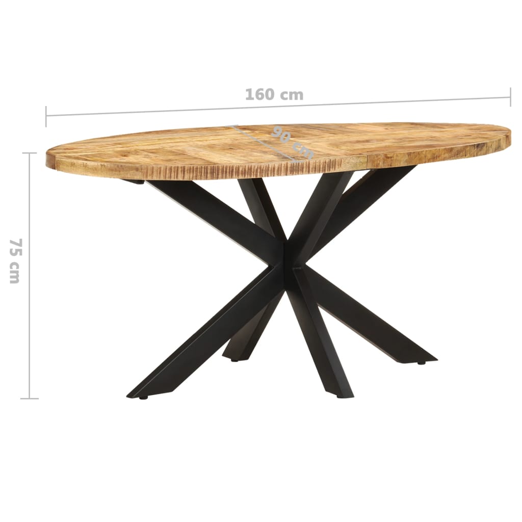 Eettafel 160x90x75 cm ruw mangohout is nu te koop bij PeponiXL, paradijselijk wonen!