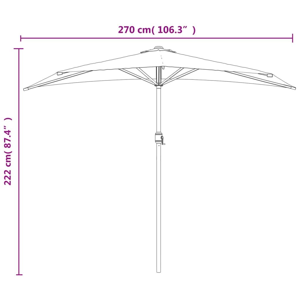 Balkonparasol half aluminium paal 270x144x222 cm bordeauxrood is nu te koop bij PeponiXL, paradijselijk wonen!