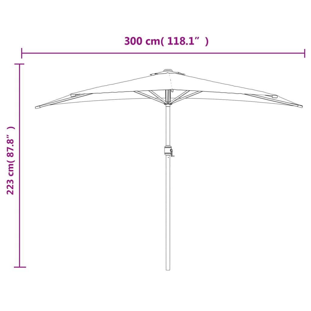 Balkonparasol half met aluminium paal 300x155x223 cm terracotta is nu te koop bij PeponiXL, paradijselijk wonen!