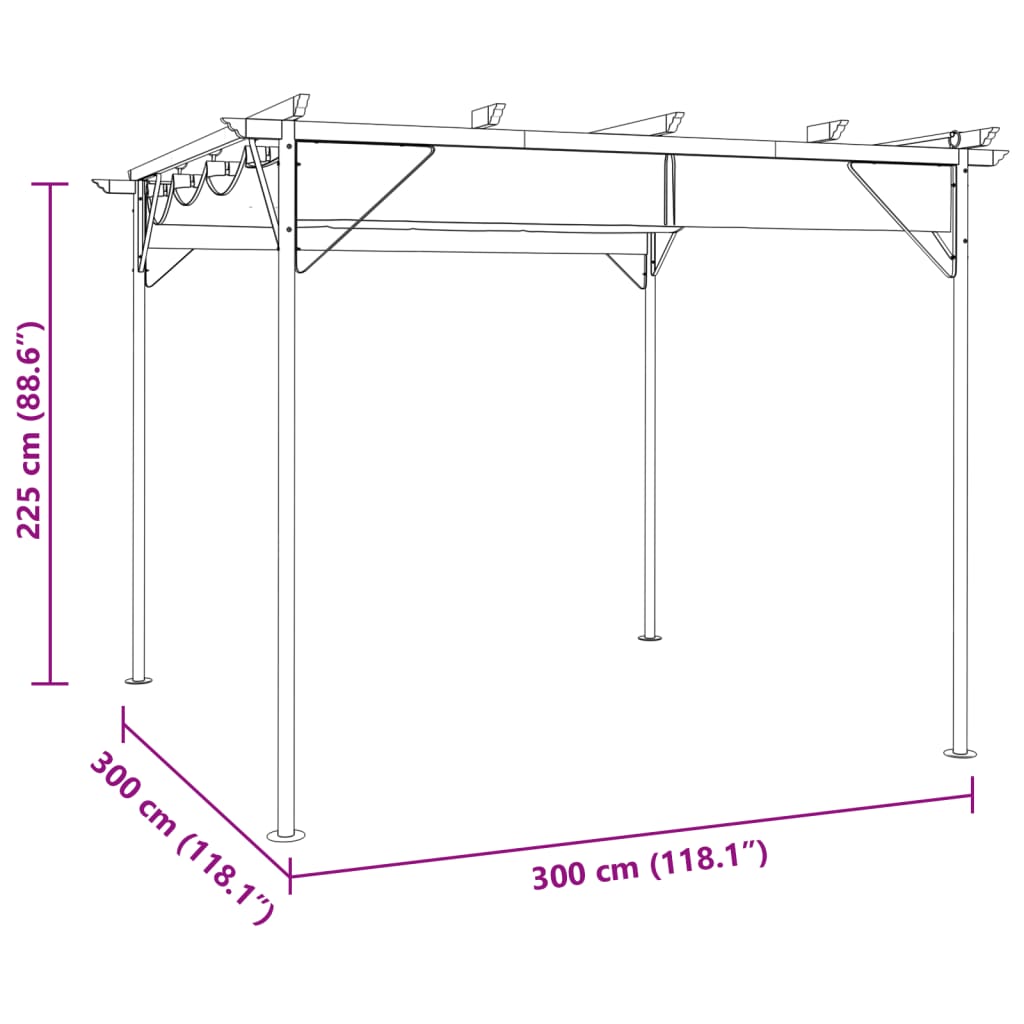 Pergola met uittrekbaar dak 180 g/m² 3x3 m staal taupe is nu te koop bij PeponiXL, paradijselijk wonen!
