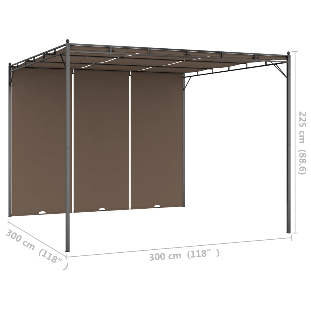 Tuinprieel met zijgordijn 3x3x2,25 m taupe is nu te koop bij PeponiXL, paradijselijk wonen!