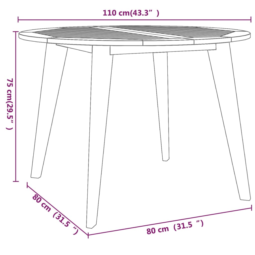 Tuintafel Ø110x75 cm massief acaciahout is nu te koop bij PeponiXL, paradijselijk wonen!