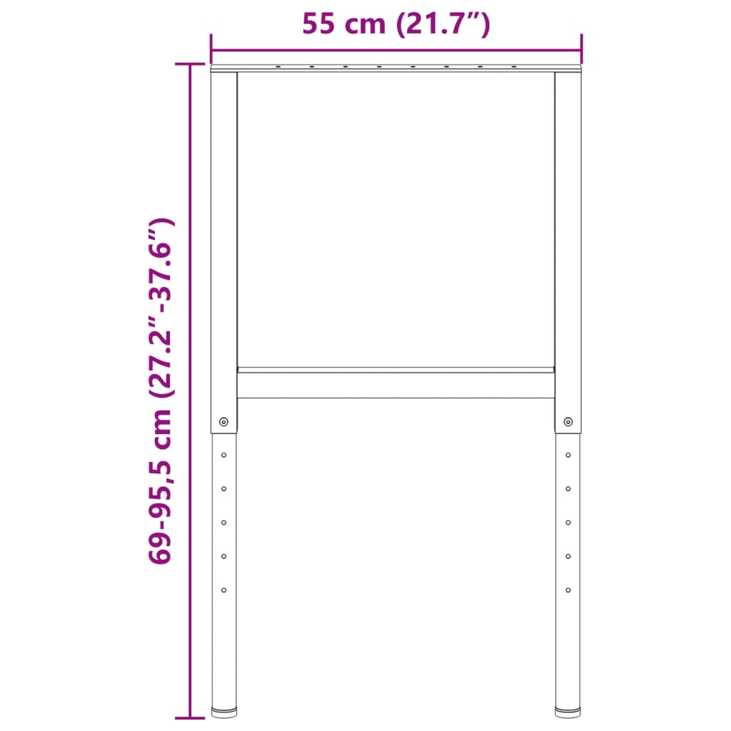 Werkbankframes verstelbaar 2 st 55x(69-95,5) cm metaal grijs is nu te koop bij PeponiXL, paradijselijk wonen!