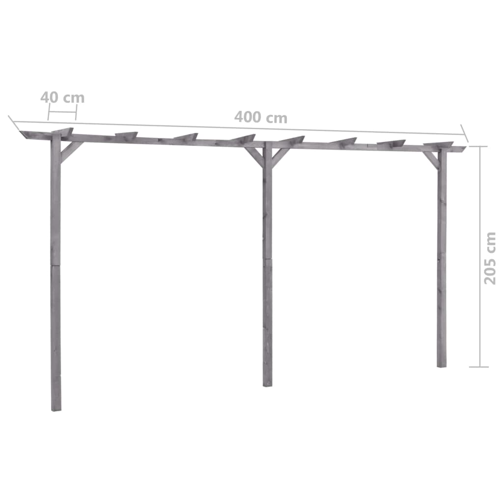 Pergola 400x40x205 cm geïmpregneerd grenenhout grijs is nu te koop bij PeponiXL, paradijselijk wonen!