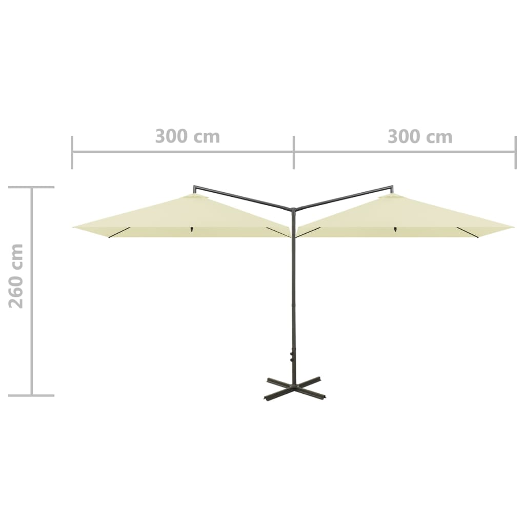 Parasol dubbel met stalen paal 600x300 cm zandkleurig is nu te koop bij PeponiXL, paradijselijk wonen!