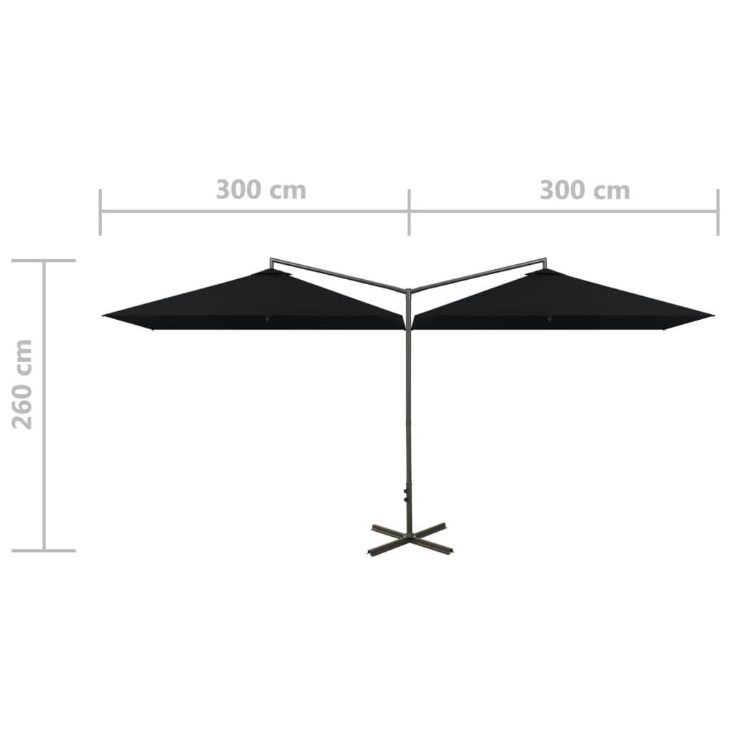 Parasol dubbel met stalen paal 600x300 cm zwart is nu te koop bij PeponiXL, paradijselijk wonen!