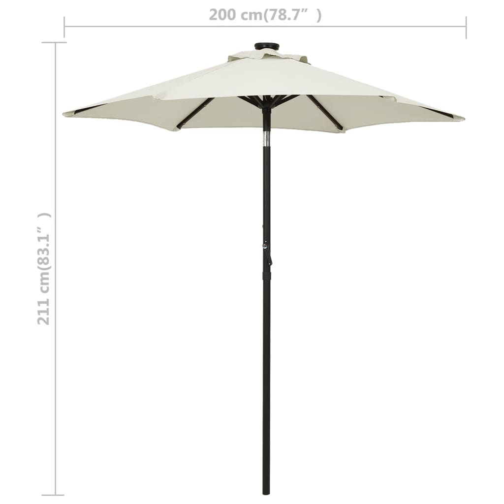 Parasol met LED-verlichting 200x211 cm aluminium zandkleurig is nu te koop bij PeponiXL, paradijselijk wonen!