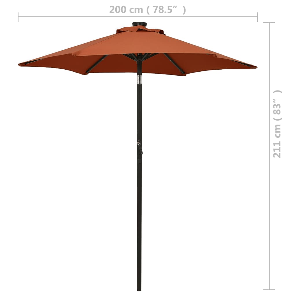 Parasol met LED-verlichting 200x211 cm aluminium terracotta is nu te koop bij PeponiXL, paradijselijk wonen!