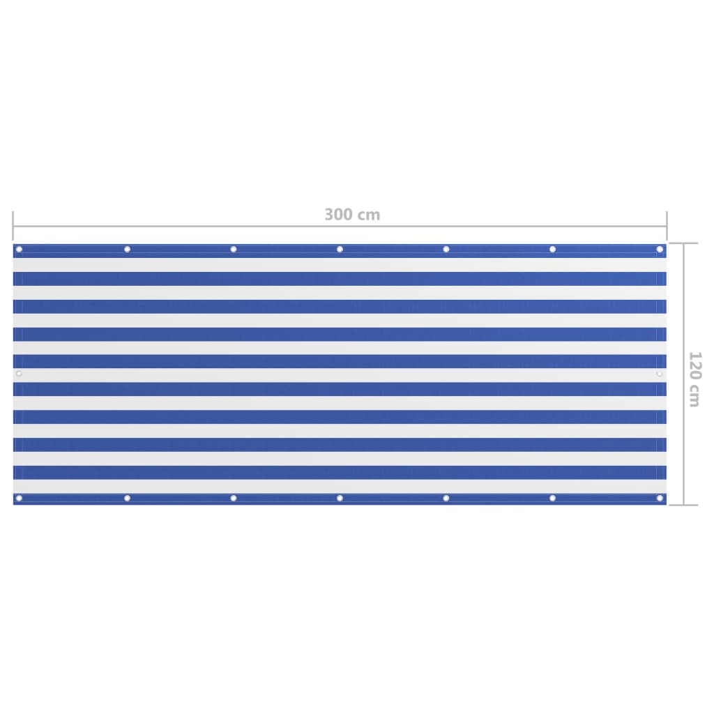 Balkonscherm 120x300 cm oxford stof wit en blauw is nu te koop bij PeponiXL, paradijselijk wonen!